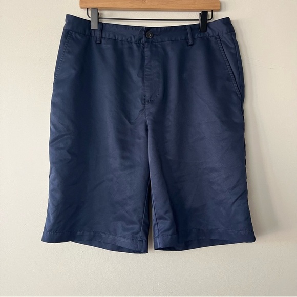 Adidas Climalite Navy Flat Front Shorts 32 - Picture 1 of 7